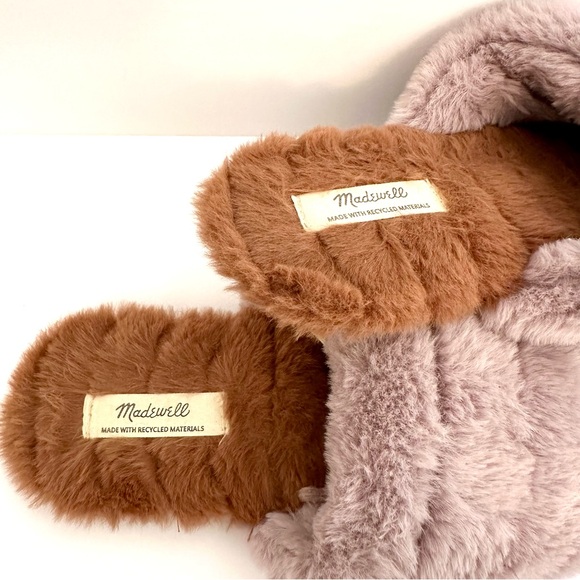Madewell Fluffy Slippers Lavender and Brown Size 8 - Picture 5 of 7